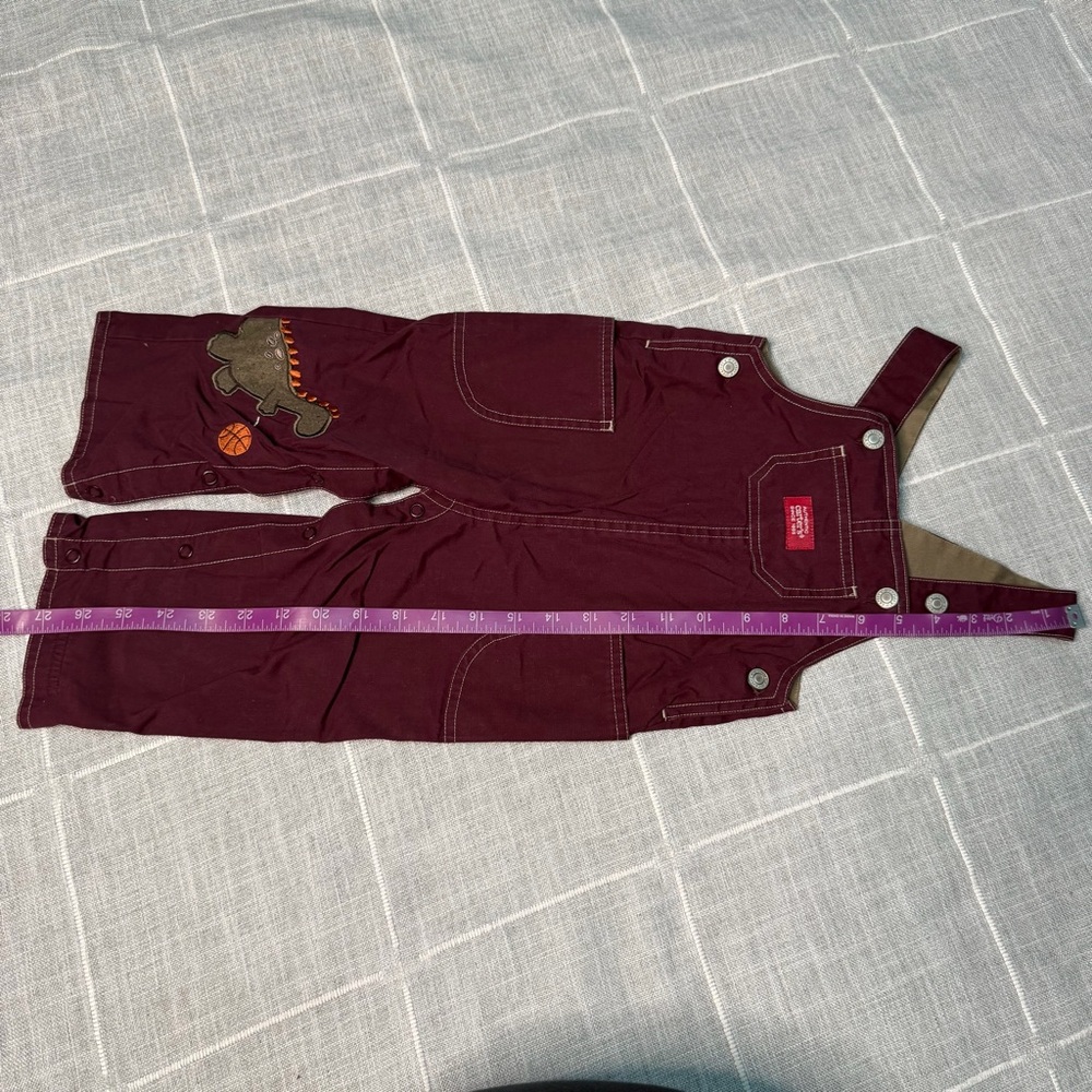 Carter's Y2K Dinosaur Basketball Overalls 12-18 Months Maroon - Picture 6 of 10